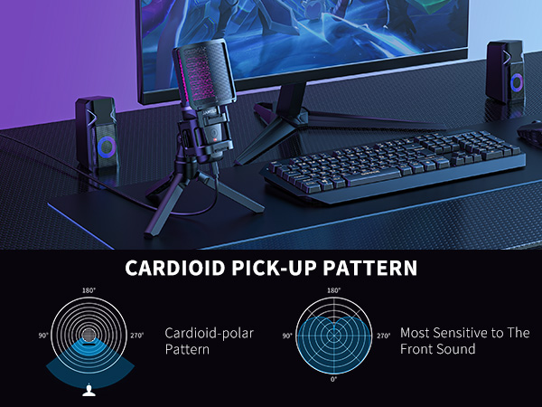 cardioid directional gaming microphone