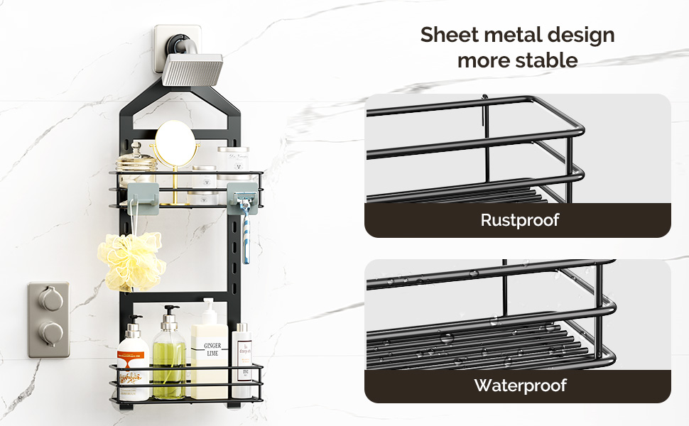 Orimade Adjustable Anti-slip Shower Caddy Shower Head, Rustproof Bathroom Hanging Shower Organizer