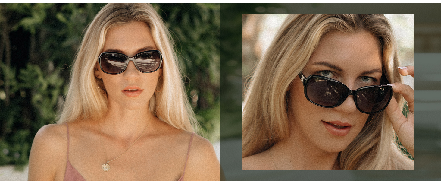 2 pack womens sunglasses vintage protection eyes from harmful sunlight UV rays PC lens ultralight