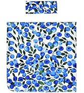 NCONCO Newborn Receiving Blanket Headband Set Infant Fruit Printed Swaddle Blanket Sleeping Wrap