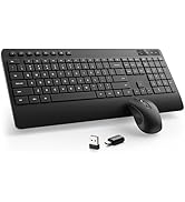Silent Wireless Keyboard and Mouse Combo, Full-Sized Ergonomic Keyboard with Wrist Rest, Wireless...
