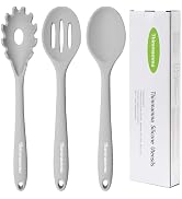 Silicone Cooking Spoons, Heat Resistant Large Silicone Pasta Slotted Spoon Solid Basting Spoon se...