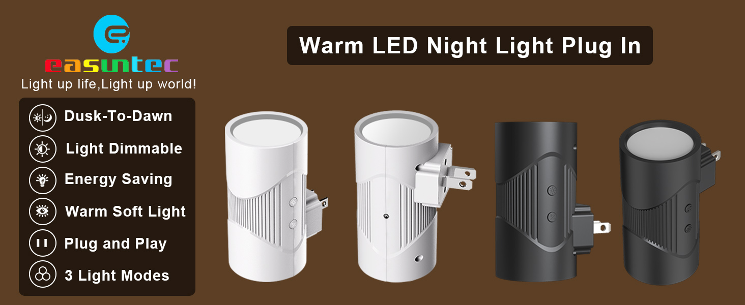 easuntec night lights plug into wall white A+ desktop 001