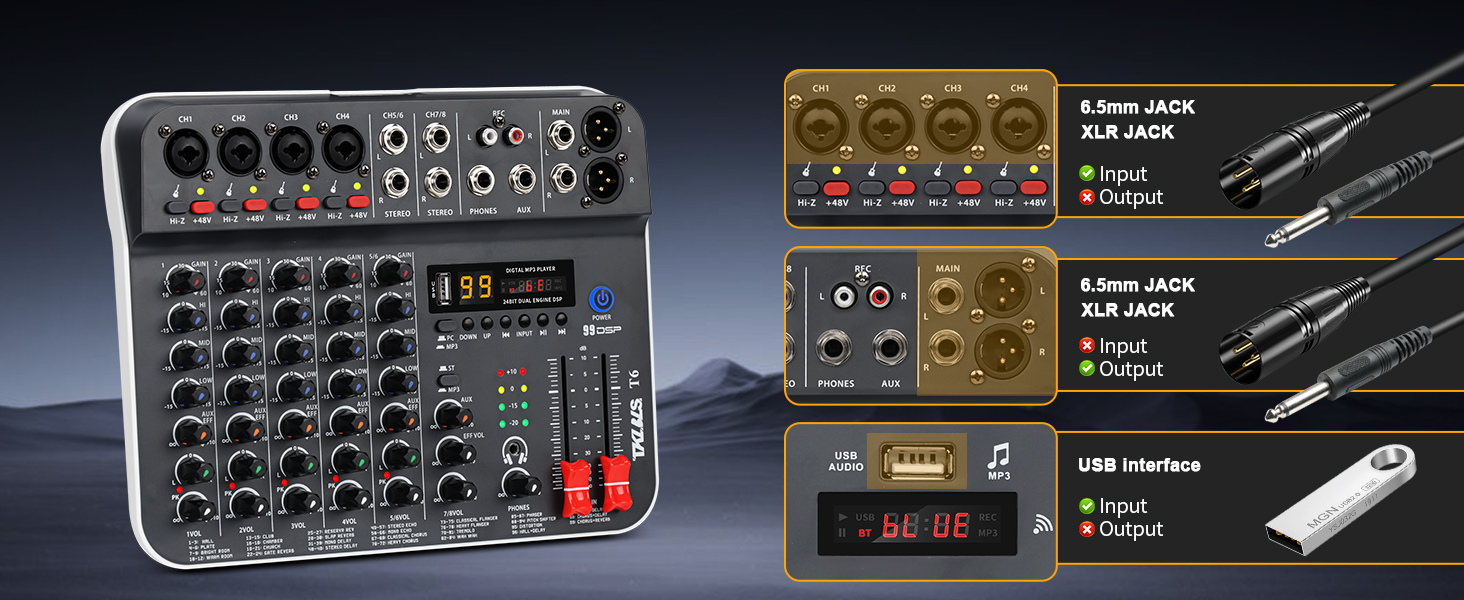 6 channel Audio Mixer
