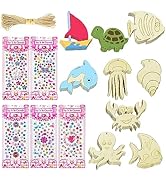 42 Pcs Wooden Art Craft,Art and Craft Supplies Party Birthday Gift Favors for Boys Girls,Sea Crea...