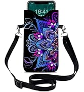 otilil Neoprene Cell Phone Sleeve Pouch Case Bag with Crossbody Strap Neck Lanyard for Women 7.1 ...