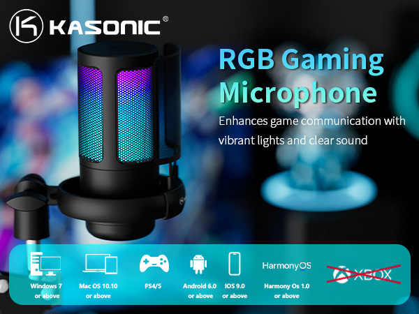RGB Microphone for Gaming with Boom Arm