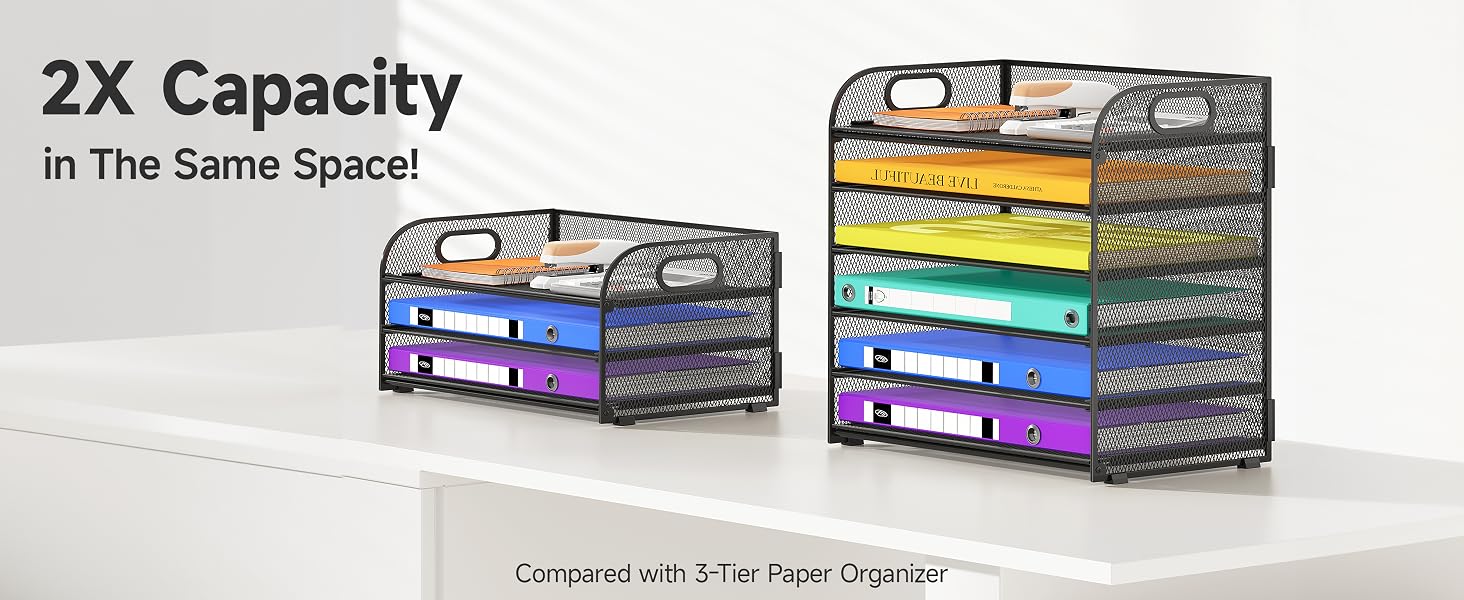 This file organizer offers more storage space compared to low-capacity file organizers.