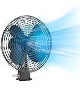 KEMIMOTO 12V Cooling Fan, 8 Inch Fan Blade and 2 Speed Switch For UTV, Car, Truck, RV, Bus, Van, ...