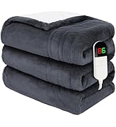 PTQ Premium Heated Blanket Twin 62"×84" - Ultra Cosy Soft Electric Blanket with 8 Heating Levels,...