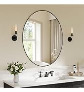Koonmi Black Oval Mirror, 26"x37" Bathroom Vanity Mirror, Oval Mirror for Bedroom Living Room Ent...