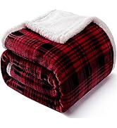 Touchat Sherpa Plaid Throw Blanket(60" X 70", Plaid Red), Fuzzy Fluffy Cozy Soft Blanket, Fleece ...
