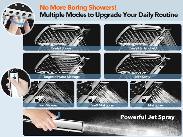 7 Spray Setting shower head with handheld combo