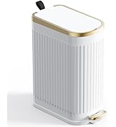 CEROELDA Slim Bathroom Trash Can with Lid Soft Close, 10 Liter/2.6 Gallon Stainless Steel Small G...