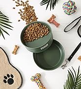 Lifestyle of hunter green large pet food bowl