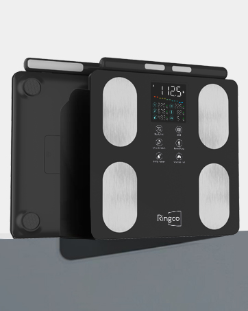 The front and back display of the Ringco body fat scale.