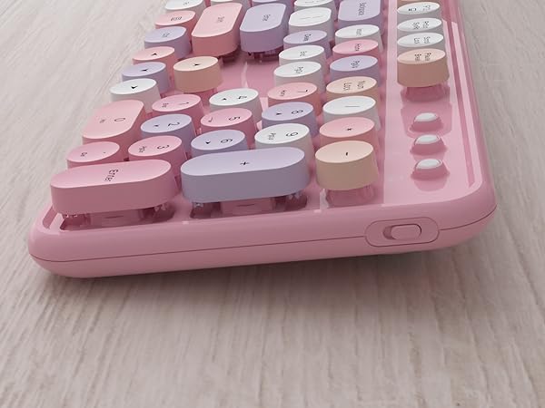 pink colorful wireless keyboard and mouse