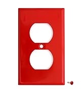 2 Pack Red Metal Duplex Receptacle Covers - Highly Visible Red Duplex Outlet Covers, 1-Gang Stand...