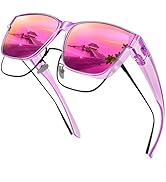 URUMQI Polarized Sunglasses Fit Over Glasses for Men Women, Oversized Square Shades UV400 Protection