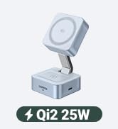 UGREEN Qi2 25W Magflow Wireless Charger Magsafe Charging Station 2-in-1 for iPhone 17/16/15/14/13...