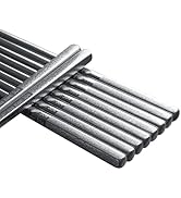 IQCWOOD Chopsticks Reusable, 5 Pairs 304 Stainless Steel Chopsticks, Korean Japanese Chinese Chop...