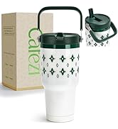 Cafezi 30 oz Tumbler with Lid and Straw, Stainless Steel Vacuum Insulated Tumblers with Flip Stra...