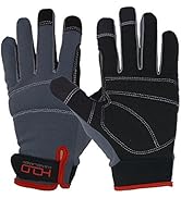 HANDLANDY Mens Work Gloves Touch screen, Synthetic Leather Utility Gloves, Flexible Breathable Fi...