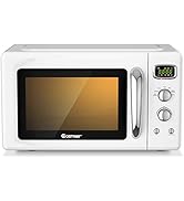 COSTWAY Retro Countertop Microwave Oven, 0.9Cu.ft, 900W Microwave Oven, with 5 Micro Power, Defro...