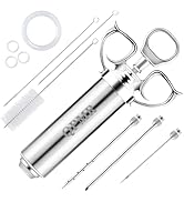 QPMR Meat Injector Syringe Kit, 2-oz Large Capacity Marinade Turkey Injector with 3pcs Stainless ...