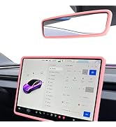 Yeapop 2Pcs Silicone Protector Frames of Screen and Rear View Mirror for Tesla Model 3 2024 Highl...