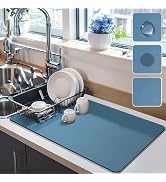 Dish Drying Mat for Kitchen Counter, Dish Drying Pad with Non-Slip Rubber Backed, Hide Stain Anti...