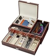 HOUNDSBAY Admiral Dresser Valet Box &amp; Mens Jewelry Box Organizer - Watch Box Organizer for Men wi...