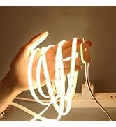 WMSDGZAI Cob Strip Light 5V USB, 3000K Warm White, 6.56ft Flexible Self-Adhesive Light Strip for ...