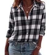 Zeagoo Flannel Shirt Women Long Sleeve Plaid Button Down Fall Work Blouses | Lightweight business...