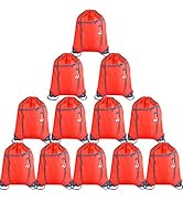KUUQA 12Pcs Drawstring Backpack Bags Bulk with Zipper Pocket and Headphone Hole