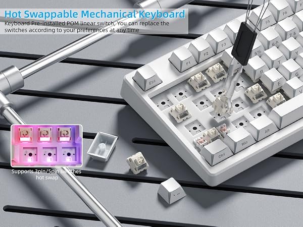 75% Wireless Mechanical Keyboard RGB Custom Creamy Keyboard gaming