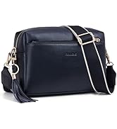 Roulens Triple Zip Small Crossbody Bag for women,Wide Strap Cell Phone Purse Shoulder Handbag Wal...