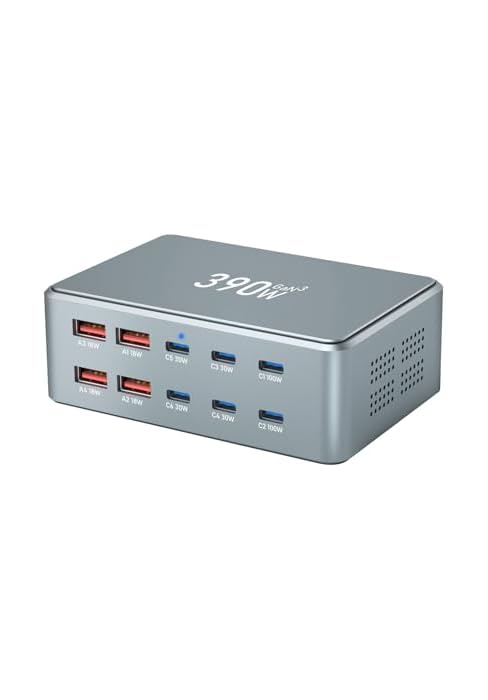 USB C Fast Charger Block 390W 10 Ports usbc Charging Station USB Charger Block Multiple Ports 100...