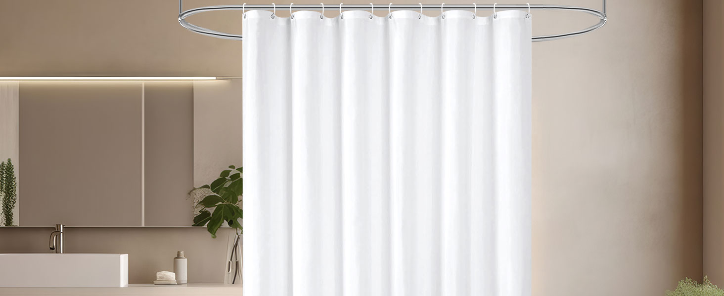 white bathroom curtain