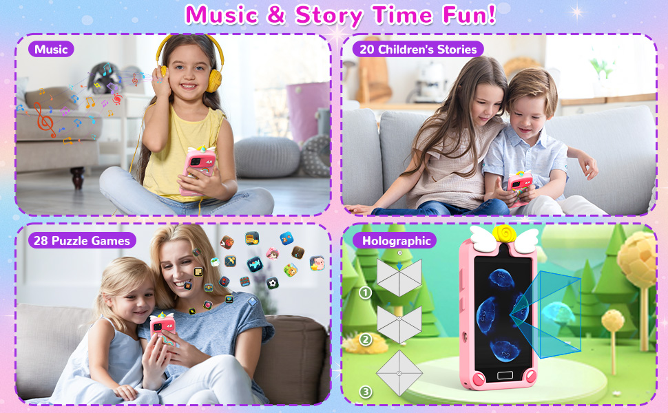 Fun and Relaxation Time for Kids,28 Puzzle Games&amp;amp;amp;20 Stories&amp;amp;amp;Music&amp;amp;amp;Holographic Video
