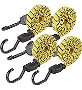 CARTMAN Ultra 48" Black/Yellow Flat Bungee Cord, 4pk x 48"