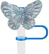 Butterfly Silicone Straw Covers, Light Blue, Reusable Cap Tip Accessories for Cup Tumblers