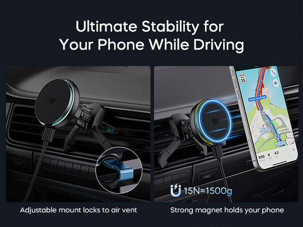 25W Wireless Car Charger with Strong Magnetic Hold