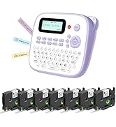 EazeID Label Maker Machine with 7PK White 12mm Tapes, Purple Label Maker Portable for Teachers Ki...