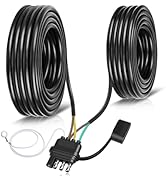 26FT 4 Pin 5 Wire Trailer Wiring Harness, 16AWG Trailer Light Wiring Kit with PVC Jacketed, Water...