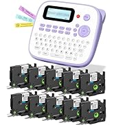 Label Maker Machine with 10PK White 12mm Tapes, D210S Label Maker Waterproof-Labels, Labeler Mach...