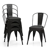 Giantex Metal Dining Chairs Set of 4, Stackable Armless Kitchen Side Chair with Detachable Backre...