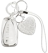 Compatible with Chevy Key Fob Cover,Keyfobs Covers with Bling Heart Keychain,Stylish Car Accessor...