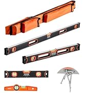 VEVOR 4-Piece Torpedo Level, 48/24/16/10 Inch All Magnetic Levels Set, Fluorescent Light Up Bubbl...
