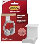 Command Headphone Hanger, 1 Holder and 4 Strips, Holds a 2.7" Wide Band, White, Great for Damage-...
